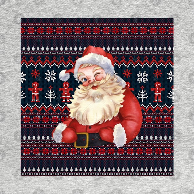 Santa Claus Knitted Ugly Sweater Matching Design by aspinBreedCo2